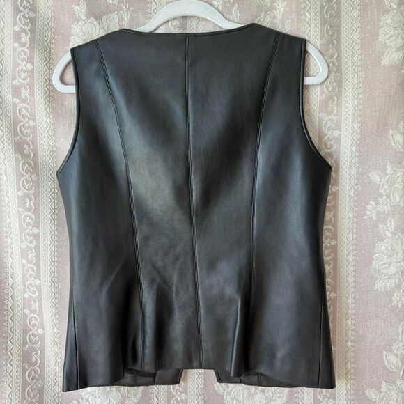 MB Designs Women's Black Faux Leather Vest - Picture 3 of 6